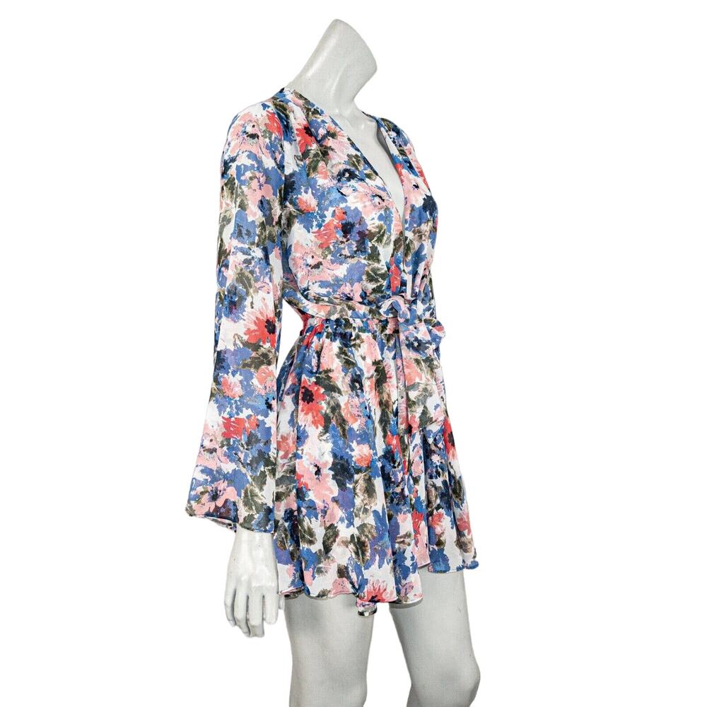 MISA Los Angeles Mini Dress tie Waist Tie-dye Floral Print Size XS - Picture 4 of 8